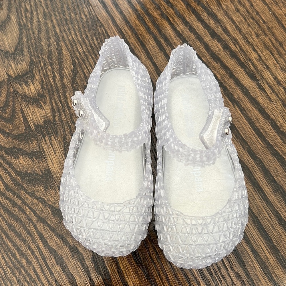 Mini Melissa silver jelly baby flats size 6